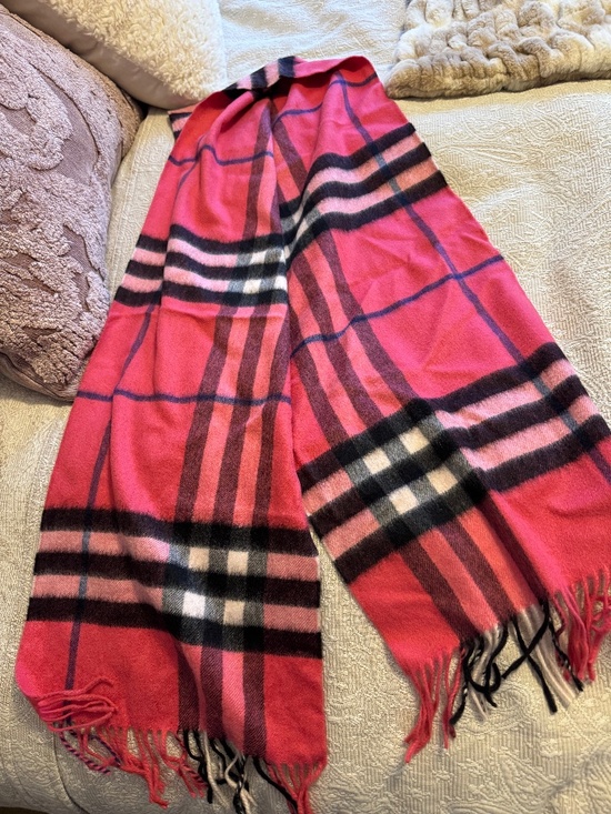 Burberry Accessories - Burberry 100% Cashmere Pink Check Scarf Made in Scotland